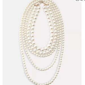 Zara Statement Multi-Strand faux Pearl Necklace - White